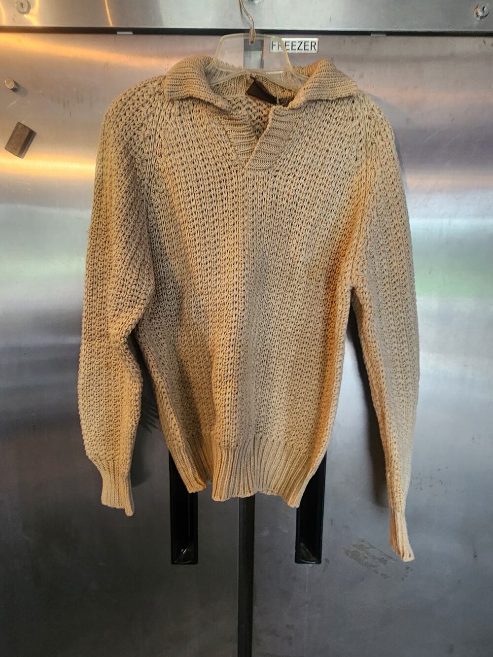Ryan Michael Sportswear Chunky Knit Sweater Cream Acrylic Size L